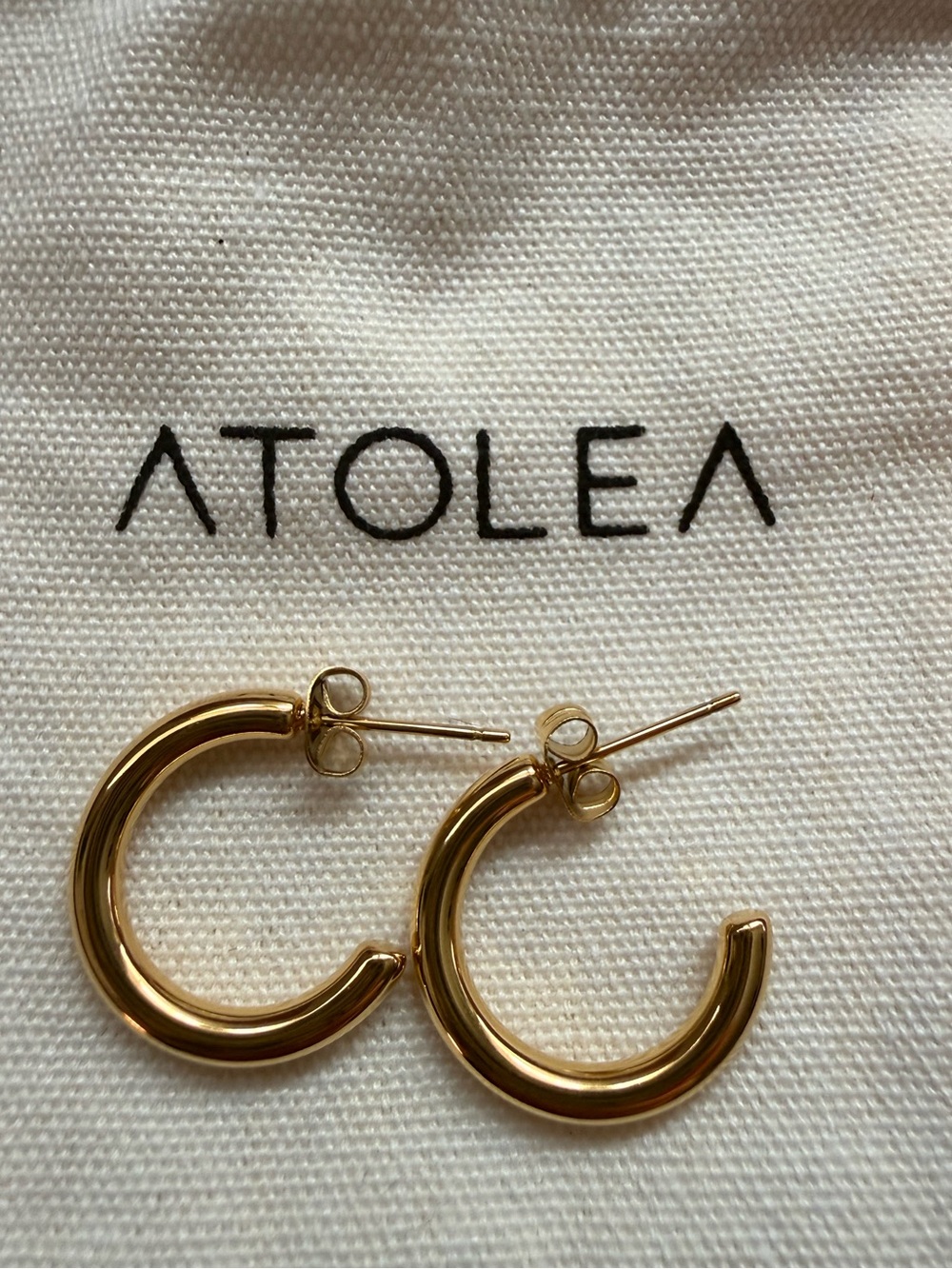 Atolea Polished Gold Open Hoop Stud Earrings
